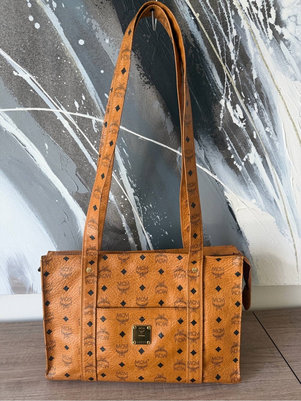 MCM Tan/Cognac Visetos Logo Shoulder Tote